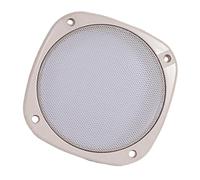 Loudspeaker Grille Cover with Four Corner Mounting, 5 inch beige | Circular Perforated Iron Mesh, Four Corner Mounting Points, Framed Structure for Loudspeaker Front Positioning