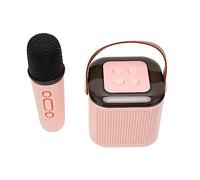 Loudspeaker -Mikrofon -set, Powerful Stereo rgb mini karaoke machine Support Memory Card for Trips for TV (Pink)
