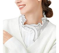 LoudSung Detachable False Collar Blouse Chiffon Designed Cotton Top Elegant for Women