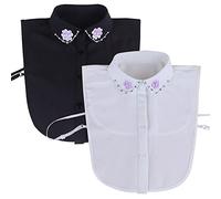 LoudSung Detachable Half Shirt Blouse Fake Collar False Collar Ring Brick Purple Flower Elegant Design for Women Girls