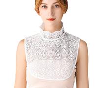 LoudSung Detachable Half Shirt Blouse False Collar Elegant Fake Collar Floral Lace for Women Girls