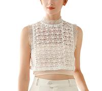 LoudSung Detachable Half Shirt Blouse False Collar Elegant Fake Collar Floral Lace for Women Girls