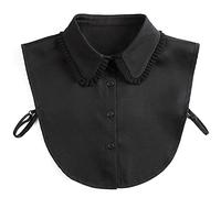 LoudSung Detachable Half Shirt Blouse False Collar Folding Design for Women Girls Black
