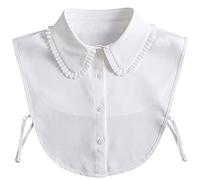 LoudSung Detachable Half Shirt Blouse False Collar Folding Design for Women Girls White