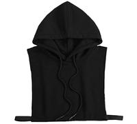 LoudSung Detachable Hooded Fake Collar Pullover Half Shirt Blouse Winter Hoodie Cotton False Collar Elegant for Women Girls Black