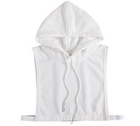 LoudSung Detachable Hooded Fake Collar Pullover Half Shirt Blouse Winter Hoodie Cotton false collar Elegant for Women Girls White