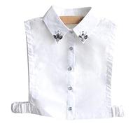 LoudSung Fake Collar Detachable Half Shirt Blouse Elegant False Collar Decorative Rhinestone Design for Women Girls