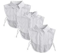 LoudSung Fake Collar Detachable Half Shirt Blouse False Collar Cotton Elegant Design for Women Girls Set 3PCS