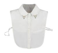 LoudSung Fake Collar Detachable Half Shirt Blouse False Collar Elegant Diamond Pure Color for Women Girls White