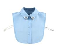 LoudSung Fake Collar Detachable Half Shirt Blouse False Collar Elegant Diamond Pure Color for Women Girls Blue