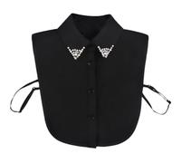 LoudSung Fake Collar Detachable Half Shirt Blouse False Collar Elegant Diamond Pure Color for Women Girls Black