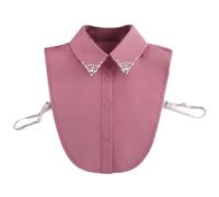 LoudSung Fake Collar Detachable Half Shirt Blouse False Collar Elegant Diamond Pure Color for Women Girls Deep Pink