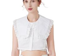 LoudSung Fake Collar Detachable Half Shirt Blouse False Collar Elegant Lapel Type Cotton for Women Girls