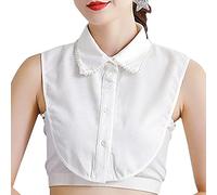LoudSung Fake Collar Detachable Half Shirt Blouse False Collar Elegant Pearl Trim Collar Design for Women Girls White