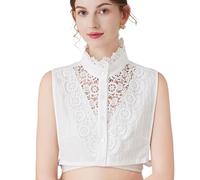 LoudSung Fake Collar Detachable Half Shirt Blouse False Collar Elegant Ruffle Stand Type for Women Girls