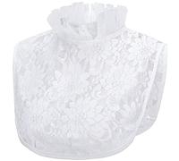 LoudSung Fake Collar Detachable Half Shirt Blouse False Collar Floral Lace Hollow Stand Top Elegant for Women Girls White