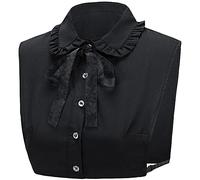 LoudSung Fake Collar Detachable Half Shirt Blouse False Collar Floral Lacing Top Elegant Lovely Design for Women Girls Black