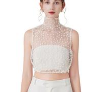 LoudSung Fake Collar Detachable Half Shirt Blouse False Collar Hollow Out Lace Elegant Stand Style for Women Girls