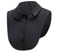 LoudSung Fake Collar Detachable Half Shirt Blouse False Collar Multi Layer Pleated Collar Top Elegant for Women Girls Black, 16