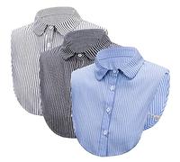 LoudSung Fake Collar Detachable Half Shirt Blouse False Collar Set Striped Elegant Design for Women Girls 3PCS Multicolor