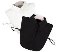 LoudSung Fake Collar Detachable Half Shirt Blouse False Collar Sets Elegant Pure Color Design for Women Girls 2PCS