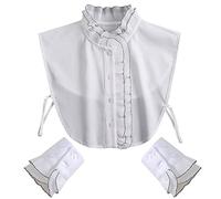 LoudSung Fake Collar Detachable Half Shirt Blouse False Sleeves Wrist Cuffs Set Elegant Design for Women Girls