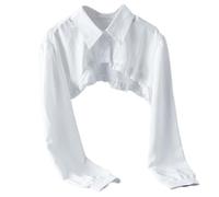 LoudSung Fake Collar Long Sleeve Party Holiday Dressing Crop Top Costume to Prevent Exposure for Women Girls