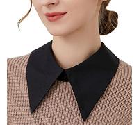 LoudSung False Collar Detachable Blouse Fake Collar Half Shirts Collar Simple Designed Top Elegant for Women Girls 2pcs Black, 16
