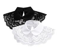 LoudSung False Collar Detachable Half Shirt Blouse Fake Collar Floral Lace Double Layer Cape Shawl Elegant for Women Girls