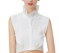 LoudSung False Collar Detachable Half Shirt Blouse Fake Collar Hollow Out Ruffle Elegant Design for Women Girls