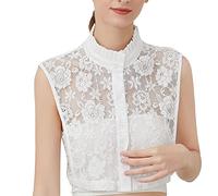 LoudSung False Collar Detachable Half Shirt Blouse Fake Collar Hollow Out Ruffle Elegant Design for Women Girls