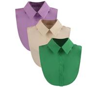 LoudSung False Collar Detachable Half Shirt Blouse Fake Collar Sets Elegant Pure Color for Women Girls 3PCS