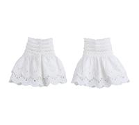 LoudSung False Sleeves Wrist Cuffs Ruffle Floral Layered Lace Cuff Detachable Fake Sleeves Elegant for Women Girls