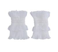 LoudSung False Sleeves Wrist Cuffs Ruffle Floral Layered Lace Cuff Detachable Fake Sleeves Elegant for Women Girls