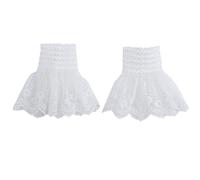 LoudSung False Sleeves Wrist Cuffs Ruffle Floral Layered Lace Cuff Detachable Fake Sleeves Elegant for Women Girls