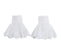 LoudSung False Sleeves Wrist Cuffs Ruffle Floral Layered Lace Cuff Detachable Fake Sleeves Elegant for Women Girls