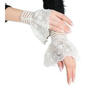 LoudSung False Sleeves Wrist Cuffs Ruffle Floral Layered Lace Cuff Detachable Fake Sleeves Elegant for Women Girls