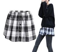 LoudSung Lower Sweep Shirt Extender Half Length Slips Mini Underskirt Adjustable Plaid Undershirt for Women Girls