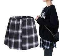 LoudSung Lower Sweep Shirt Extender Half Length Slips Mini Underskirt Adjustable Plaid Undershirt for Women Girls