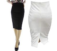 LoudSung Skirts Dressy Casual Slim Fit Business Office Pencil Skirts Fork In The Back for Women Girls White