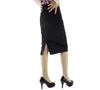 LoudSung Skirts Dressy Casual Slim Fit Business Office Pencil Skirts Fork In The Back for Women Girls Black