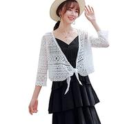 LoudSung Summer Sheer Shrug Tie Top Open Front Cardigan Lightweight Soft Chiffon Lace Shawls for Women Girls