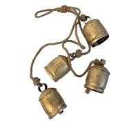 Loufy 4PCS Cow Bells Cluster on Rope Lucky Cow Bells on Rope Wall Hanging Cow Bells Kit