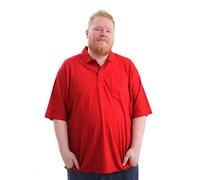 Louie James Big and Tall Size Plain Polo with Chest Pocket Cotton Rich T-Shirt Top Large Size Fit (Red Melange, 4XL)