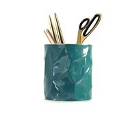 LOUIE SILNA Ceramic Pen Holder, Makeup Brush Holder, Desktop Organizer, Office Desk Organizer, Suitable for Home, School, and Classroom (Green - 10cm x 9cm)