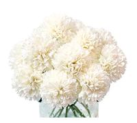 Louiesya 12pcs White Artificial Flowers Fake Flowers Silk Artificial Chrysanthemum Ball Hydrangea Bridal Wedding Bouquet for Home Garden Party Decor (White)