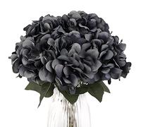 Louiesya Artificial Flowers Silk Hydrangea Flowers with 5 Big Heads Fake Flower Bunch Bouquet for Home Wedding Party Decor DIY (Grey)