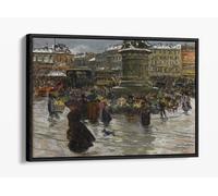Louis Abel- Truchet Place de la Republique Canvas Floater Frame Print Picture Art - Black Frame 36 inch wide x 24 inch high
