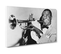 Louis Armstrong Canvas Print | Gallery Wrapped 30mm Frame Wall Art | 24x16 inches | Ready to Hang | Modern Picture | Living Room Bedroom Lounge Office