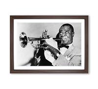 Louis Armstrong Framed Print | A2 Walnut Framed Wall Art | Ready to Hang | Modern Nature Picture | Living Room Bedroom Lounge Office